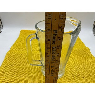 Vintage Glass Pitcher Clear Heavy Tapered Water Juice Carafe Serving MCM