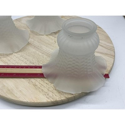 Set 3 Frosted Glass Lamp Shades Ruffled Edge Textured Replacement Globes