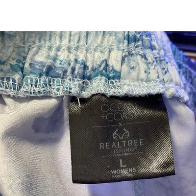 Ocean + Coast Realtree Fishing Shorts Womens Large Blue Camo Aspect Performance