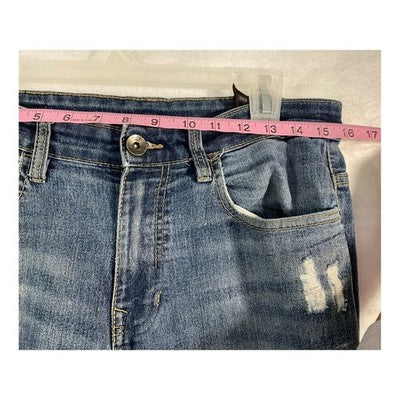 Southpole Moto Distressed Jeans Mens 32x31 Blue Ribbed Skinny Biker Streetwear