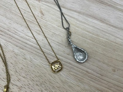 Lot 3 Mixed Brand Necklaces Gold Tone Heart Cross MK Teardrop Womens Jewelry