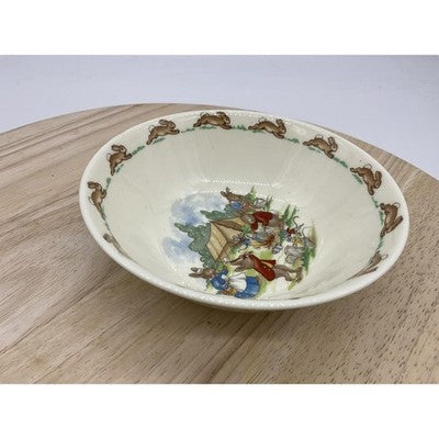 Royal Doulton VTG Bunnykins Cereal Bowl Camping Scene Nursery Ware Made England