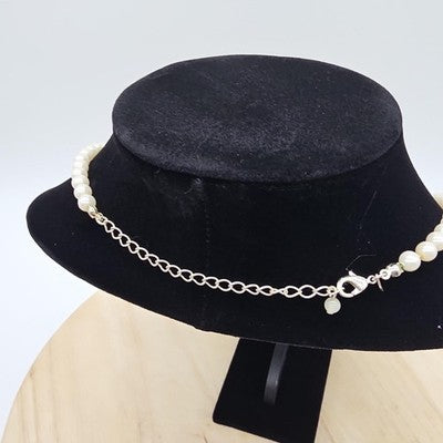 Necklace White Imitation Pearl Teardrop Pendant Rhinestone 20 In Lobster Womens