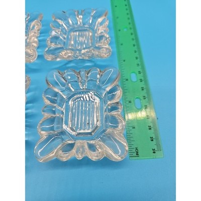 Vintage Clear Glass Ashtray Set of 5 Ribbed Base Rectangle Aprox 3" MCM