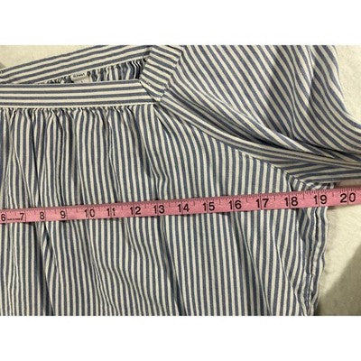 Old Navy Blouse Womens Large Blue White Striped Square Neck Long Sleeve Top