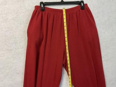 A La Carte Collection Pants Women Medium Red Ribbed Knit Tapered Leg Elastic VTG