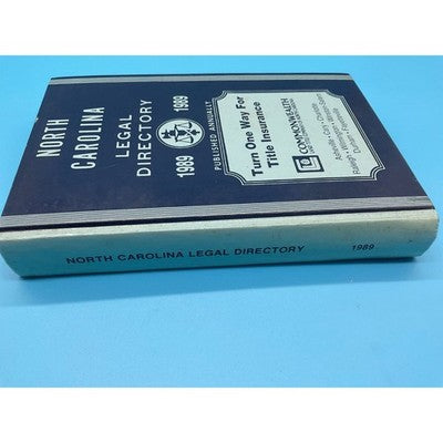 1989 North Carolina Legal Directory Published Annually Vintage Reference Book