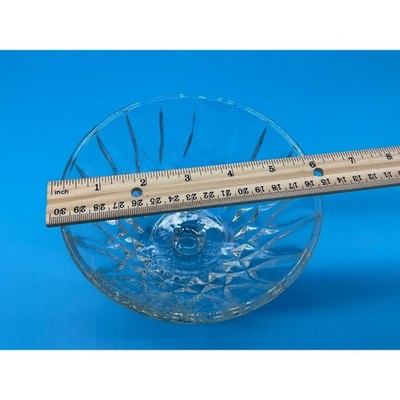 Vintage Crystal Clear Glass Pedestal Bowl, 6" Wide 5" Tall, Diamond Pattern