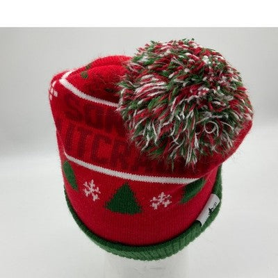 Elf Movie Beanie Hat Adult One Size Red Green Son of a Nutcracker Christmas Pom