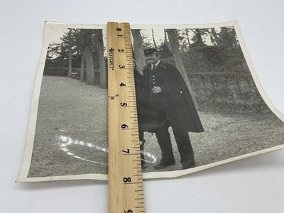Kodak Photo Couple With Uniformed Man Original Black & White 8x10 Vintage