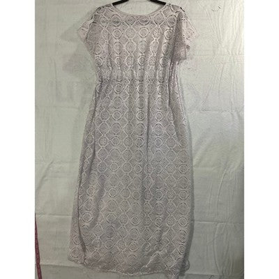 Spiaggia Dolce Lace Maxi Dress Womens L White V-Neck Crochet Beach Coverup Boho