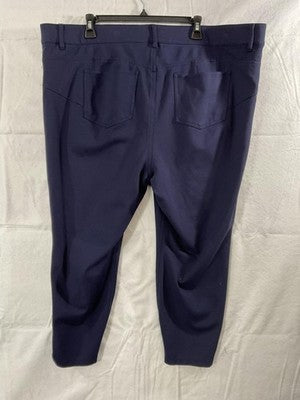 Torrid Pants Womens 24R Blue Ponte Cropped Dress Stretch Zip Pockets Workwear