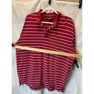 American Eagle Outfitters Men's XL Polo Shirt, Maroon with Grey/White Stripes