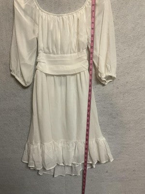 Dokotoo Dress Womens Small White Puff Sleeve Ruffle Boho Fit Flare New