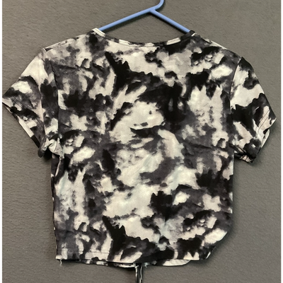 AQ Sport Shirt Shorts Set Womens Medium Black White Tie Dye Lounge Activewear