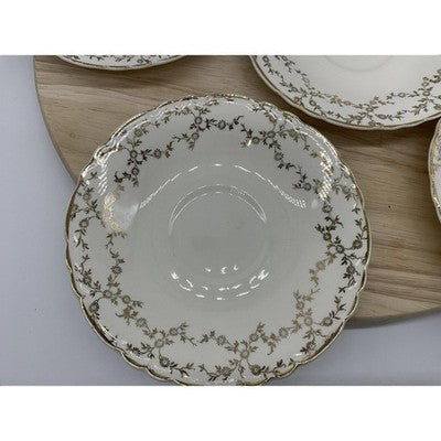 Vintage Royal China Co Ohio Saucers Set of 6 Floral 22K Gold Trim Plates USA