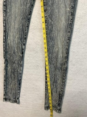 Cello Jeans Juniors 5 Gray Skinny Acid Wash Distressed Crinkle Wrinkle Faded