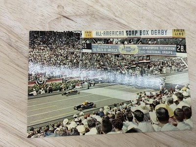 Vintage All-American Soap Box Derby Akron Ohio Colourpicture Postcard 5.5x3.5 In