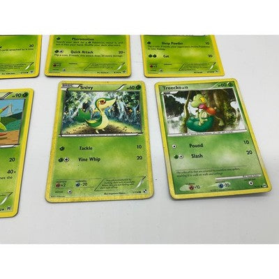 Pokemon Trading Card Lot Grass Type 6 Cards Green Snivy Treecko TCG