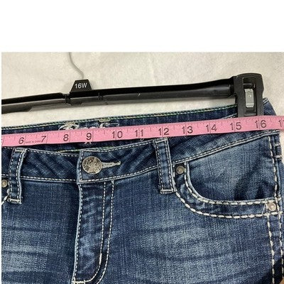 Rock 47 by Wrangler Bootcut Jeans Women 28x32 Dark Wash Rhinestone Western Denim