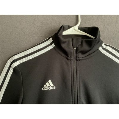 Adidas Women's Black XS Full Zip Track Jacket 3 Stripes Logo Lightweight Sporty