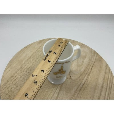 Vintage Walt Disney World Dad Milk Glass Mug White Gold Castle Cinderella