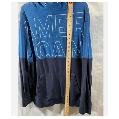 American Eagle Outfitters Hoodie Mens XL Blue Colorblock Graphic Sweatshirt