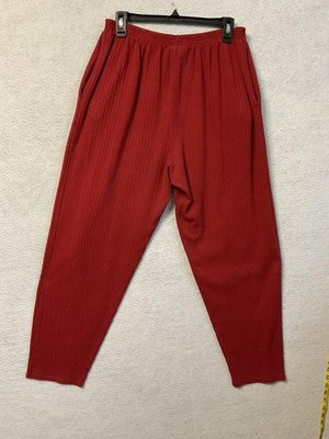 A La Carte Collection Pants Women Medium Red Ribbed Knit Tapered Leg Elastic VTG