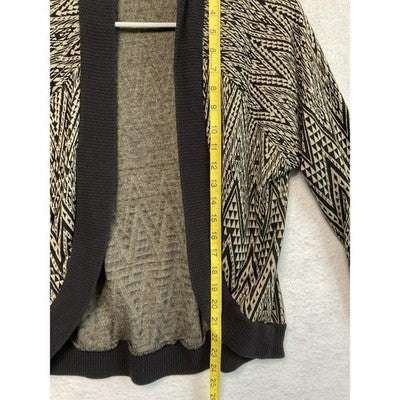 Charlotte Russe Sweater Womens Small Black Beige Open Front Cardigan Aztec Knit