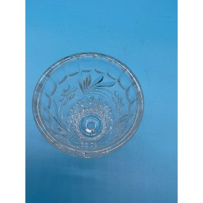 Vintage Clear Pressed Glass Vase 5" Tall Diamond Starburst Pattern Floral HEAVY