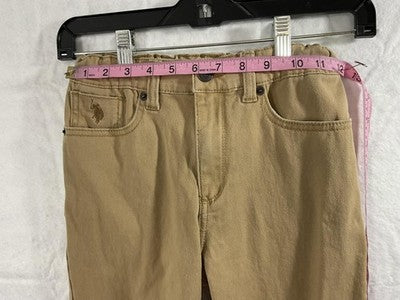 U.S. Polo Assn Pants Boys 14 Beige Khaki Twill Adjustable Waist Casual Pockets