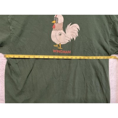 Wingman Chicken Shirt Mens 3XL Green Funny Rooster Pilot Aviator Graphic Tee