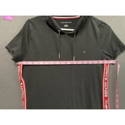 Tommy Hilfiger Women’s Black Small Hoodie Dress Pullover Short Sleeve