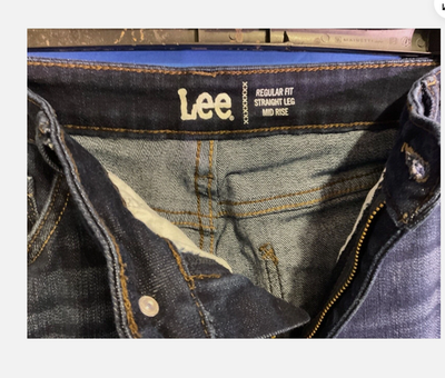 Lee Jeans Womens 16P Dark Wash Straight Leg Regular Fit Mid Rise Stretch Denim
