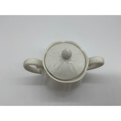 Vintage Sugar Bowl Unisex OS White Scalloped Ceramic Lidded Tea Service