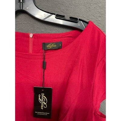 Dressystar Red Cocktail Bridesmaid Dress XL Cap Sleeve Fit Flare NWT