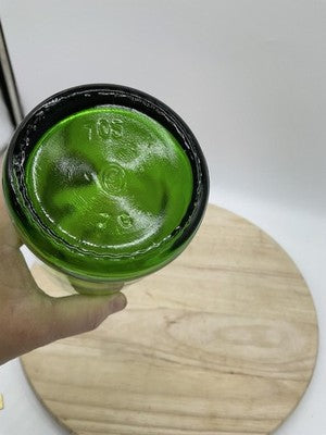 Unmarked Green Pressed Glass Tumbler Bottle With Lid Stopper Kitchen Bar Decor