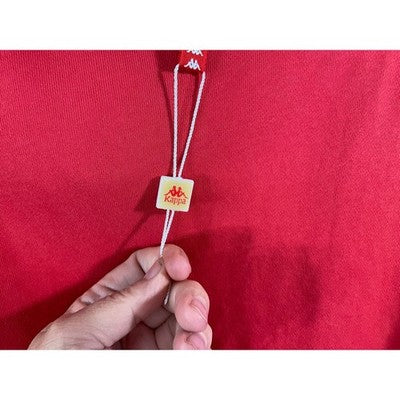 Kappa Cropped Hoodie Womens Medium Red Colorblock Logo Streetwear Pullover