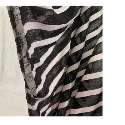 Kimono Wrap Top Coverup Women One Size Black White Striped Open Front Sheer