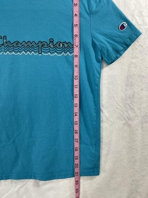 Champion Shirt Unisex Kids Medium Blue Logo Short Sleeve Crewneck Graphic Tee