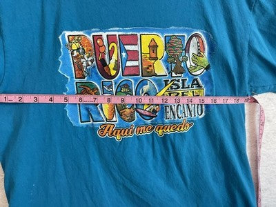 Yazbek Puerto Rico Shirt Boys Large Blue Graphic Tee Isla Del Encanto Travel