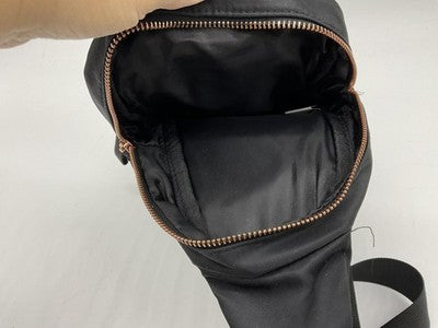 Black Nylon Sling Crossbody Bag Fanny Pack Travel Waist Rose Gold Zip