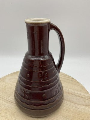 Vintage Marcrest Brown Stoneware Jug Pitcher Floral Oven Proof USA Kitchen