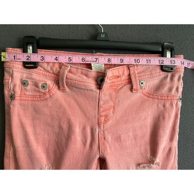 Wet Seal Skinny Jeans Peach Color Distressed Juniors Size 5 Cotton Stretch