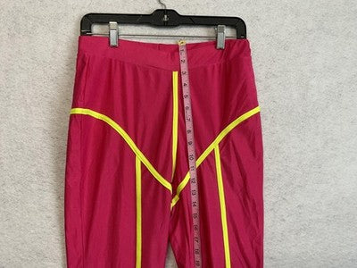 HL Leggings Womens XL Pink Ankle High Rise Contrast Piping Stretch Activewear
