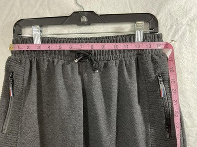 Pants Mens XL Gray Fleece Joggers Sweatpants Zip Pockets Drawstring Cuffed Moto