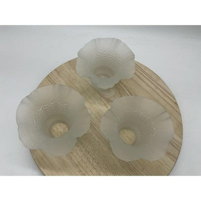 Set 3 Frosted Glass Lamp Shades Ruffled Edge Textured Replacement Globes