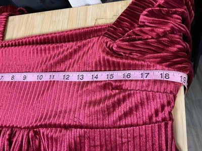 Velvet Dress Womens Medium Red Puff Sleeve Sweetheart Mini Party Cocktail Ruched