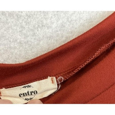 VTG Entro Dress Womens 2X Rust Orange Sleeveless Tiered Trapeze Swing Tank Boho