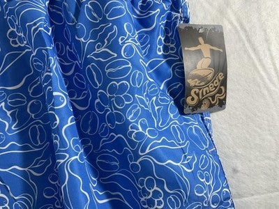 Smede Swim Trunks Mens 3XL Blue Tropical Floral Elastic Waist Mesh Pockets